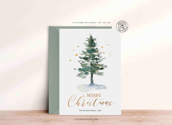 Modern Christmas Greeting Card printable Xmas clean Greeting Card - Digital Download