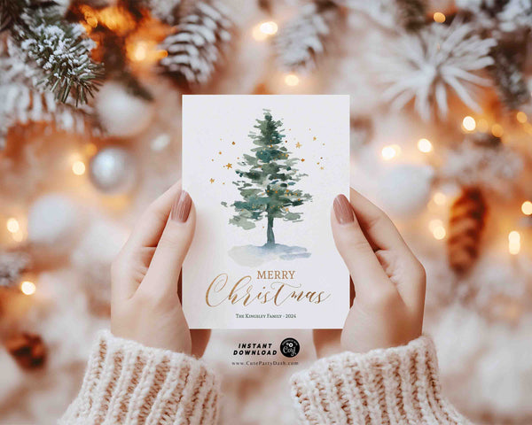 Modern Christmas Greeting Card printable Xmas clean Greeting Card - Digital Download