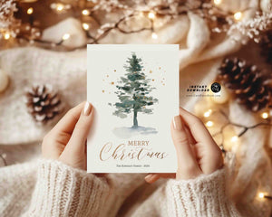 Modern Christmas Greeting Card printable Xmas clean Greeting Card - Digital Download