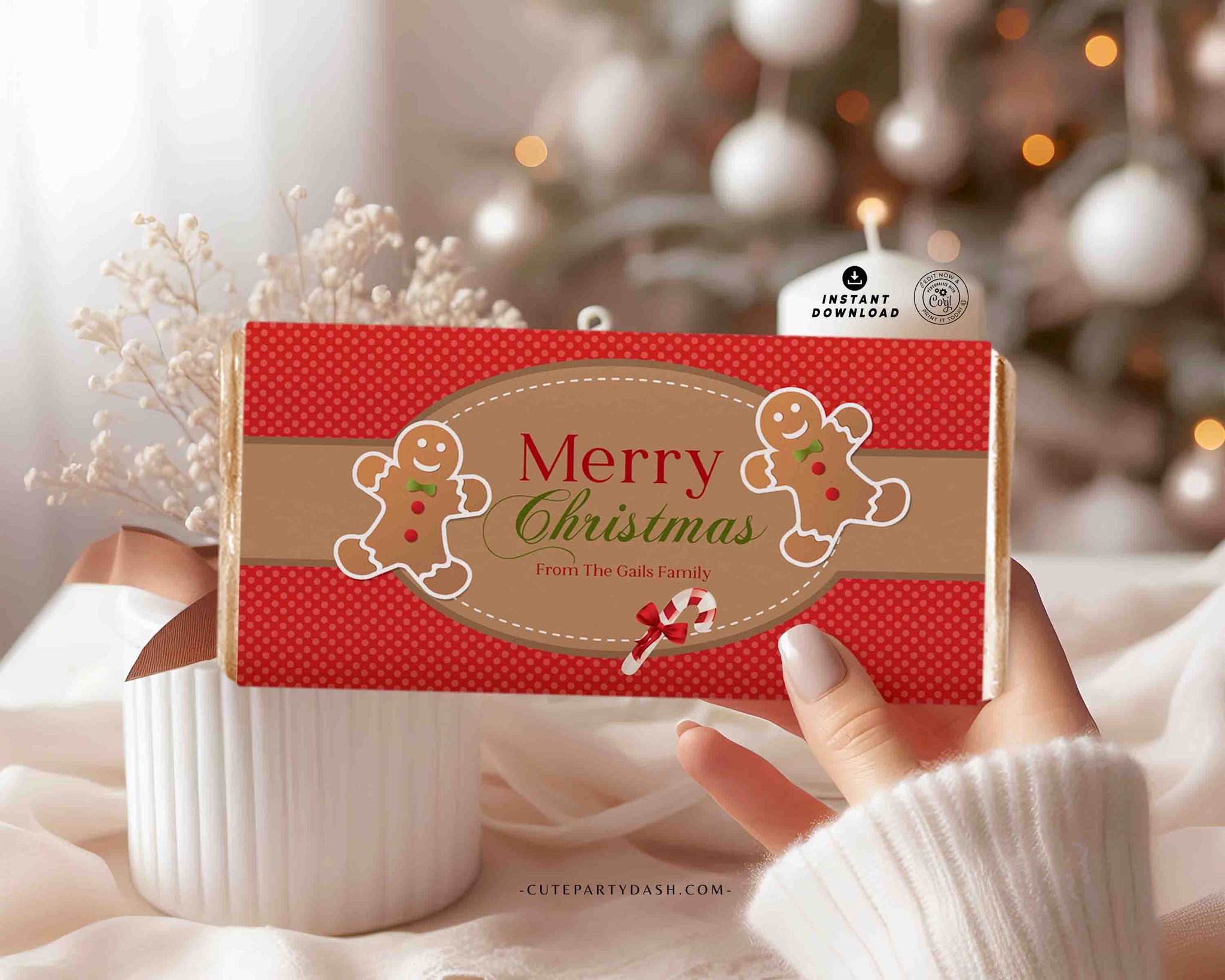 CW009 cute christmas candy bar wrapper printable instant download – cute