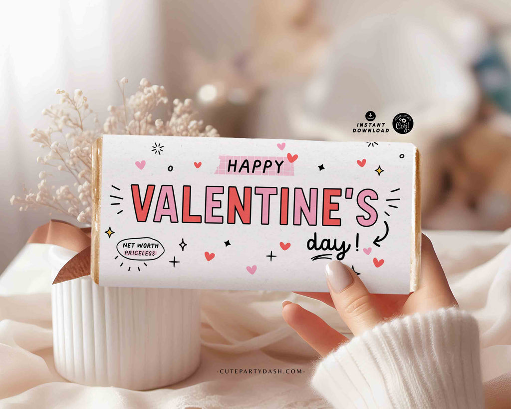 Printable Valentine’s Day Chocolate Bar Wrapper | Cute Candy Wrap ...