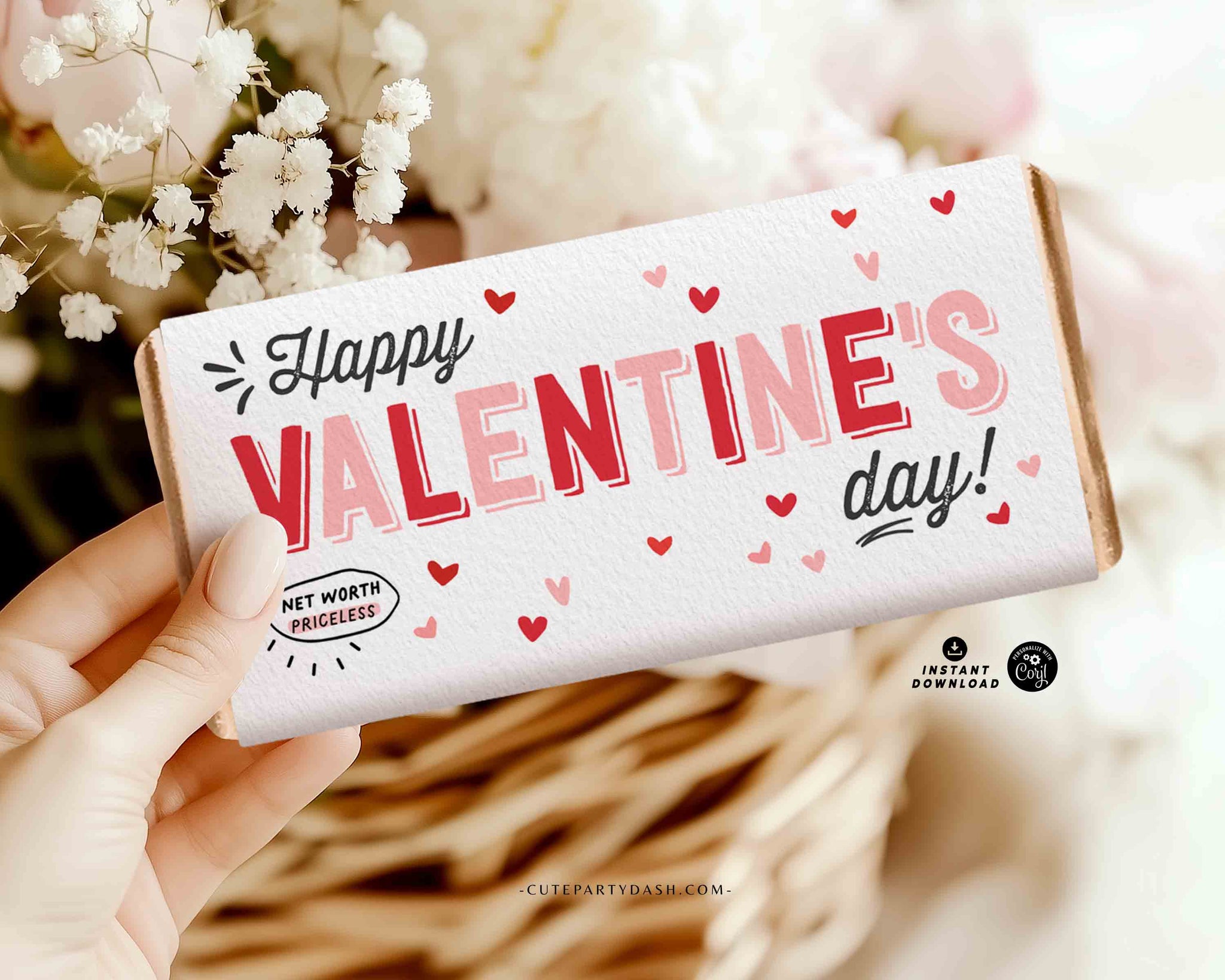 Printable Valentine’s Day Chocolate Bar Wrapper | Easy Candy Gift ...
