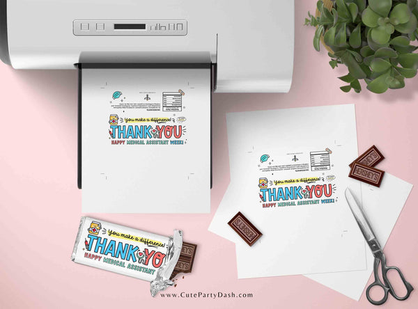 Medical Assistant Week Gift Idea INSTANT DOWNLOAD Printable MA Appreciation Week Thank you Chocolate Favor Candy Bar Wrappers Editable