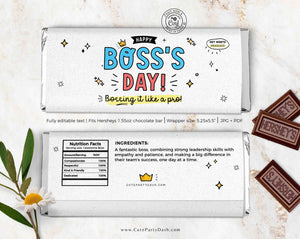 Boss's Day Gift Idea INSTANT DOWNLOAD Printable Bosses Day Candy Bar Wrappers Editable Gift for Boss Appreciation Gifts Men Women Card