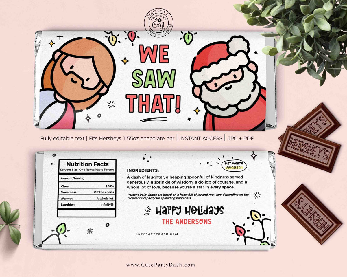 Funny Christmas Hershey's Bar Chocolate Wrapper – Cute Party Dash