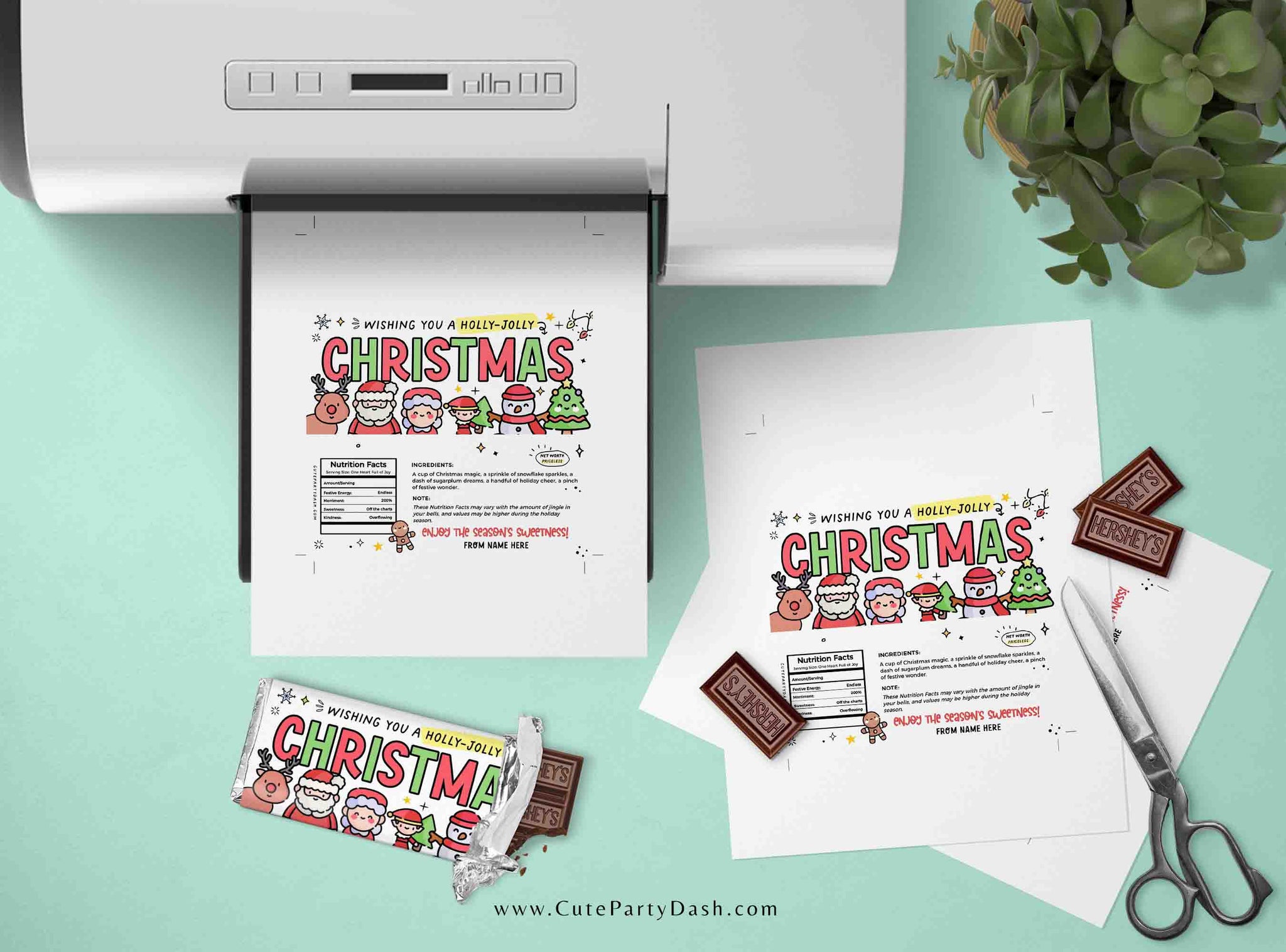 Template Christmas Rapper Christmas Gift Chocolate Bar Wrapper Template Printable – Cute Party Dash