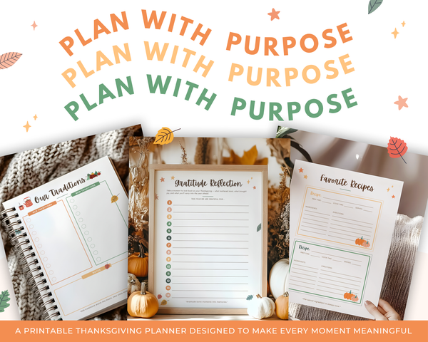 Printable Thanksgiving Planner Templates: Menu, Recipes, Meal, Décor, Cleaning & Gratitude Checklists. Holiday Organizer for Busy Hosts