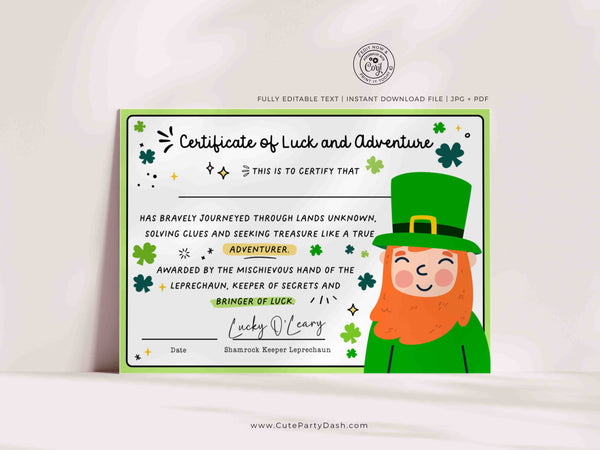 Indoor St Patrick's Day Scavenger Hunt Printable Bundle INSTANT DOWNLOAD Editable Leprechaun St Patricks Game for Kids Treasure Hunt Clues