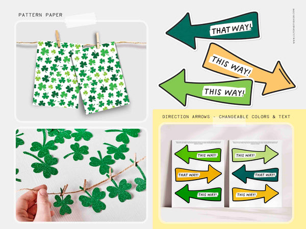 Indoor St Patrick's Day Scavenger Hunt Printable Bundle INSTANT DOWNLOAD Editable Leprechaun St Patricks Game for Kids Treasure Hunt Clues