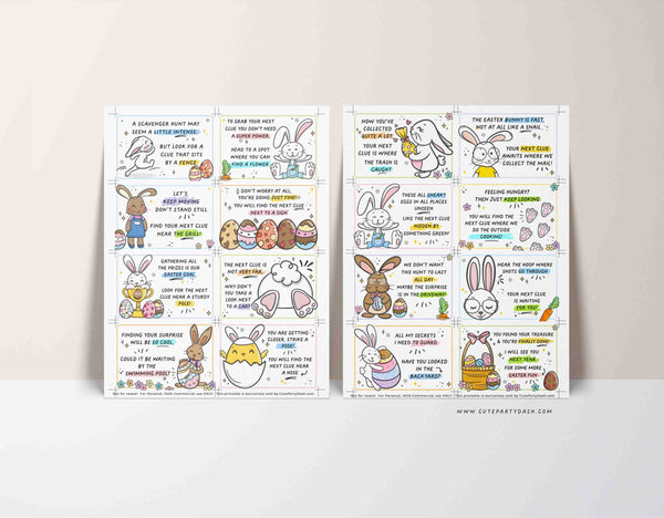 Outdoor Easter Egg Hunt Printable Bundle INSTANT DOWNLOAD Editable Easter Scavenger Hunt Game for Kids Activity Treasure Hunt Clues Bunny