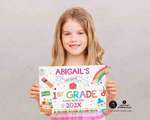 Last day of school sign Printable INSTANT DOWNLOAD Editable Last day of 1st Grade sign, End of School Year Preschool Photo Sign Kindergarten