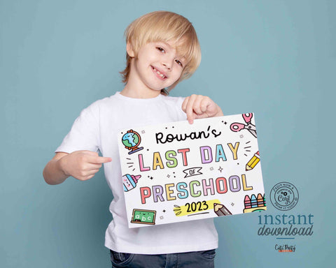 Last Day of School Printable Sign INSTANT DOWNLOAD EDITABLE Boy Girl School Printable Chalkboard Sign corjl digital download Photo Prop