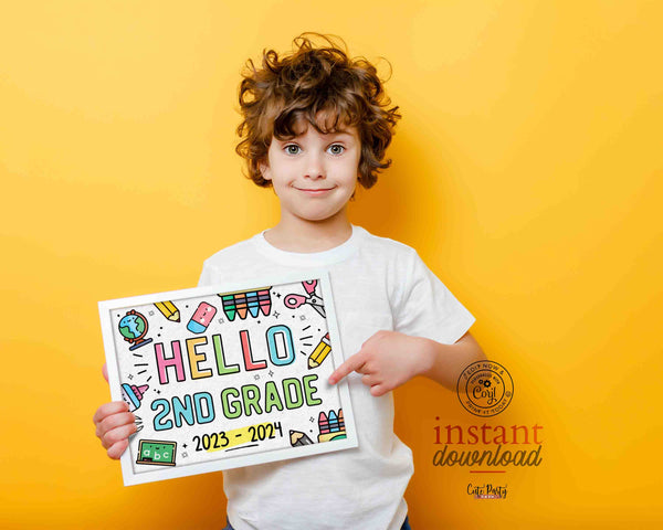 Editable First Day of school Sign INSTANT DOWNLOAD, EDITABLE Boy Girl Back to school Printable corjl chalkboard Hello digital download