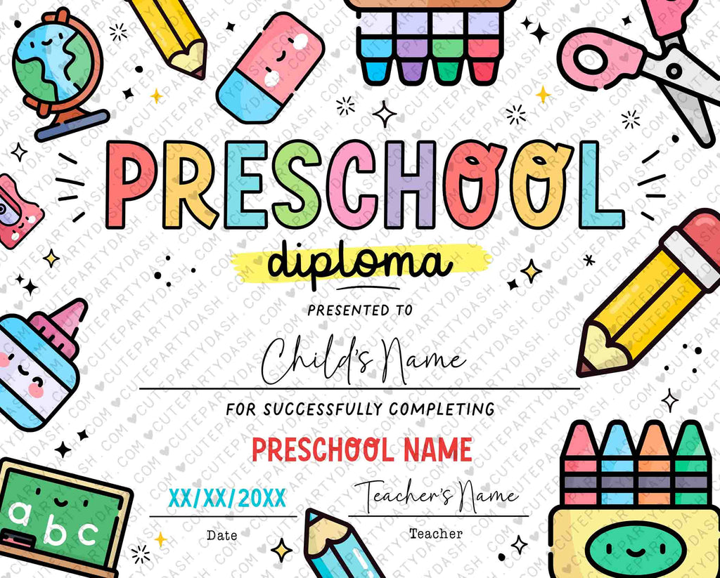 preschool-graduation-diploma-printable-instant-download-cute-party-dash for Pre K Diploma Printable Free Preschool Graduation Diploma Printable INSTANT DOWNLOAD – Cute Party Dash for Pre K Diploma Printable Free