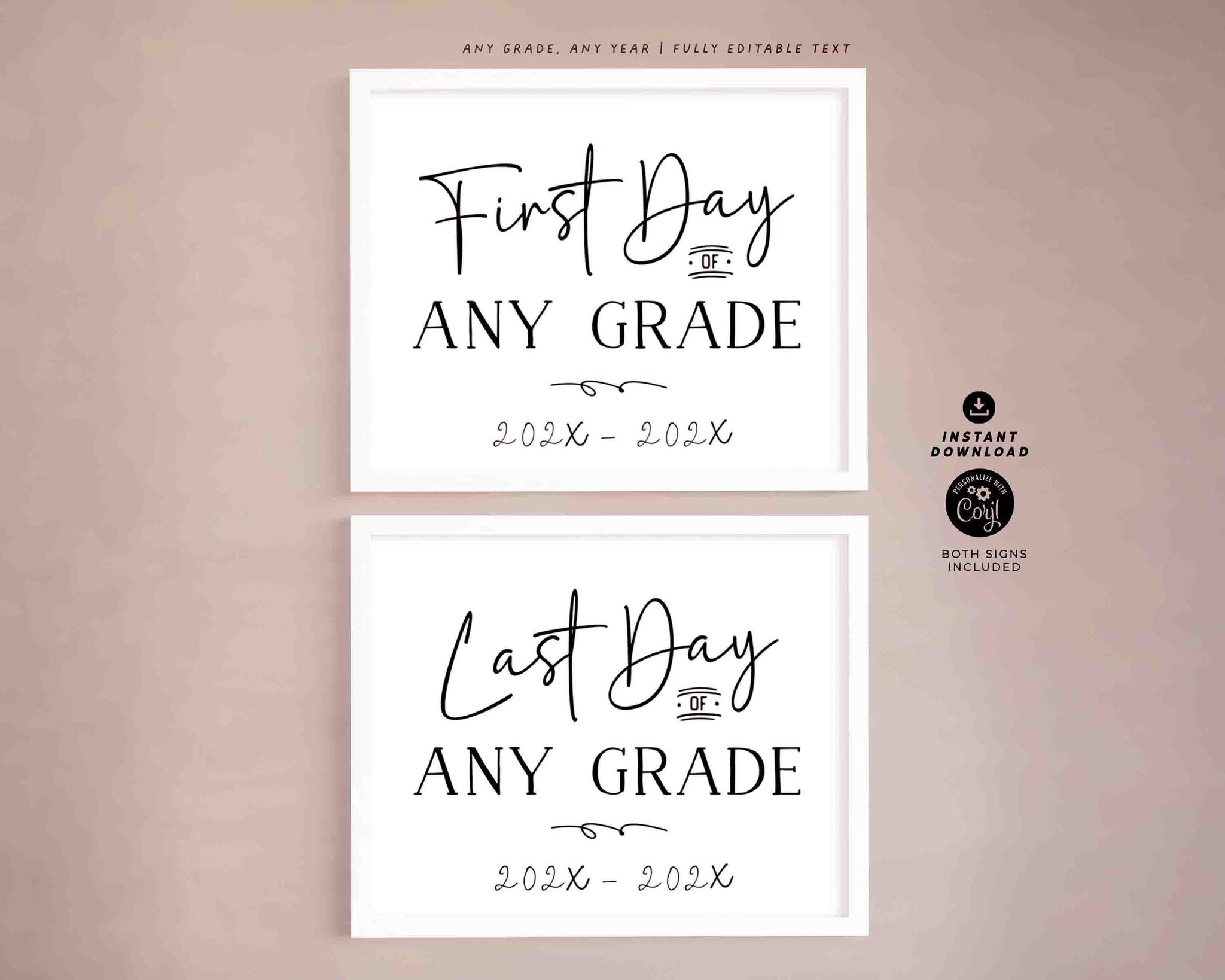 Editable Back to School Sign Bundle Printable INSTANT DOWNLOAD, EDITABLE First Day & Last Day Back to school Sign Set Chalkboard Prop