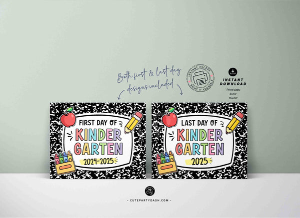 Editable First day of Kindergarten Sign Bundle Printable INSTANT DOWNLOAD, EDITABLE First Day & Last Day Back to school Sign Set Chalkboard