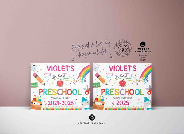 Editable First day of School Sign Bundle Printable INSTANT DOWNLOAD, EDITABLE First Day & Last Day Back to school Sign Set Chalkboard
