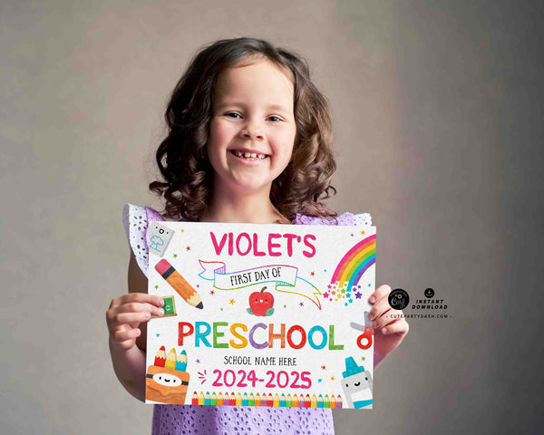 Editable First day of School Sign Bundle Printable INSTANT DOWNLOAD, EDITABLE First Day & Last Day Back to school Sign Set Chalkboard