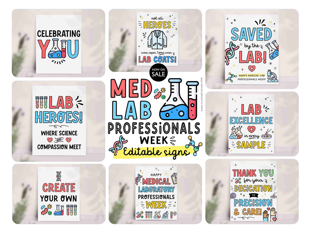 Editable Lab Week Signs Decor Printable INSTANT DOWNLOAD – Cute Party Dash