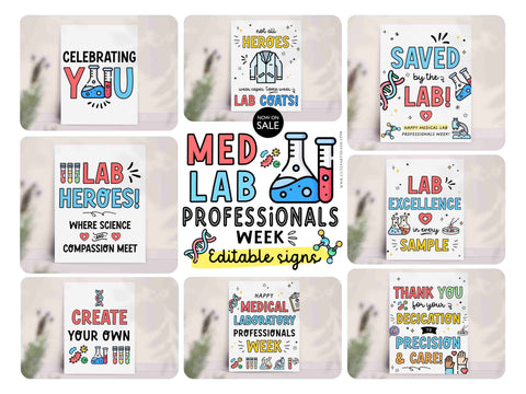Lab Week Sign Printable INSTANT DOWNLOAD Editable Medical Laboratory Professionals Appreciation Decor Theme Thank You Poster props MLPW sign