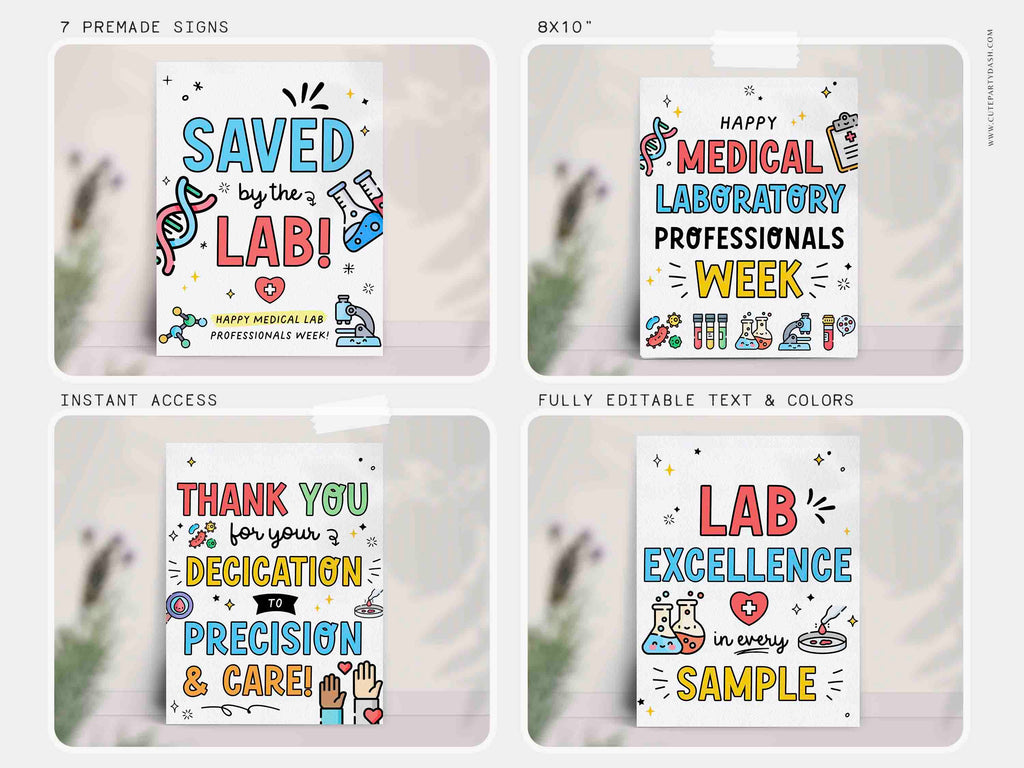 Editable Lab Week Signs Decor Printable INSTANT DOWNLOAD – Cute Party Dash