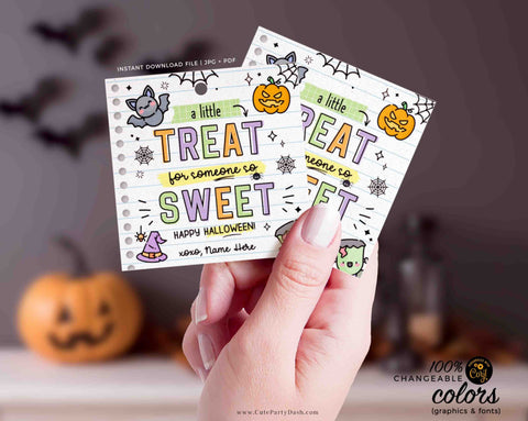 EDITABLE Halloween A Little Treat for Someone Sweet Gift Tag Teacher Staff Pta Pto Kids Classmate Gift Candy treat Label INSTANT DOWNLOAD