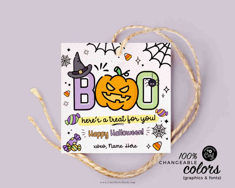 EDITABLE Boo a Treat for you Gift Tag Template Halloween Teacher Staff Pta Pto Kids Spooky Treat Gift Candy treat Label INSTANT DOWNLOAD