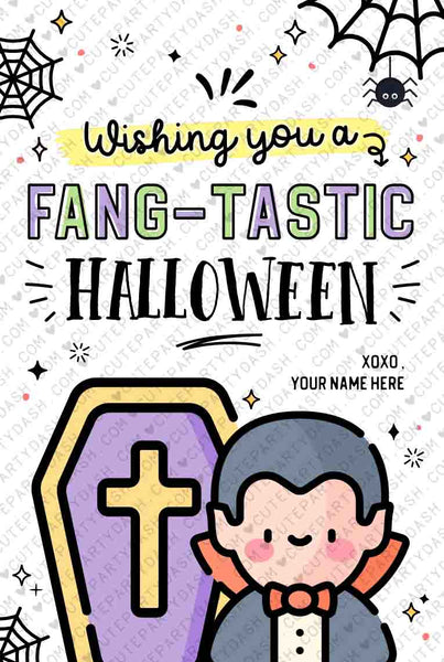EDITABLE Fang-tastic Halloween Gift Tag Template INSTANT DOWNLOAD Happy Halloween Party Favor Teacher Printable Pta Pto Kids Non Candy Label