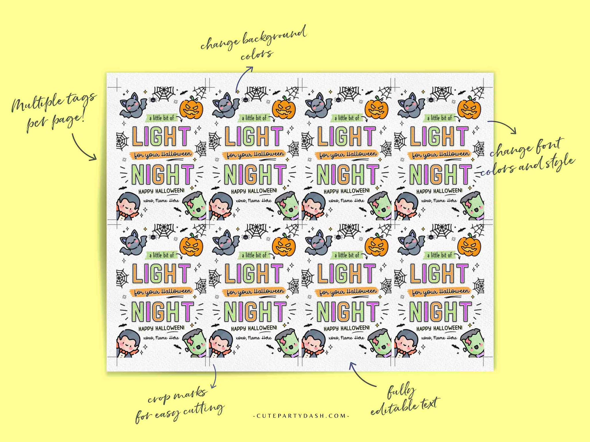 EDITABLE Happy Halloween Printable Treat Tag – Cute Party Dash