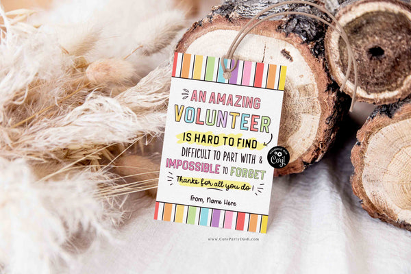 Volunteer Appreciation Gift Tag Editable Employee Appreciation Week Thank You Card Staff Printable Label Team Member INSTANT DOWNLOAD