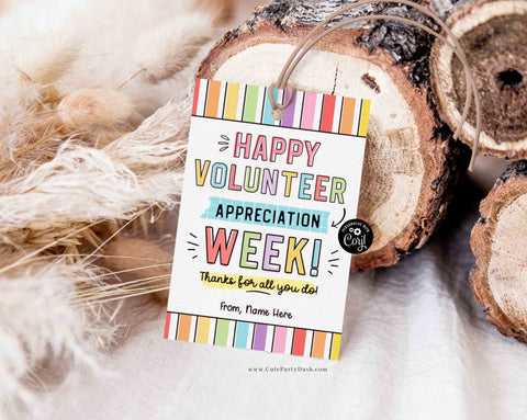 Volunteer Appreciation Gift Tag Editable Employee Appreciation Week Thank You Card Staff Printable Label Team Member INSTANT DOWNLOAD