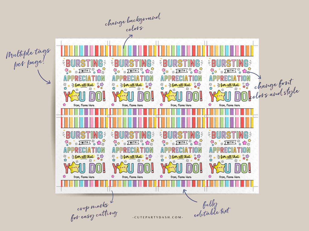 bursting-with-appreciation-for-all-you-do-tags-cute-party-dash for Bursting With Appreciation Free Printable Bursting with appreciation for all you do Tags – Cute Party Dash for Bursting With Appreciation Free Printable