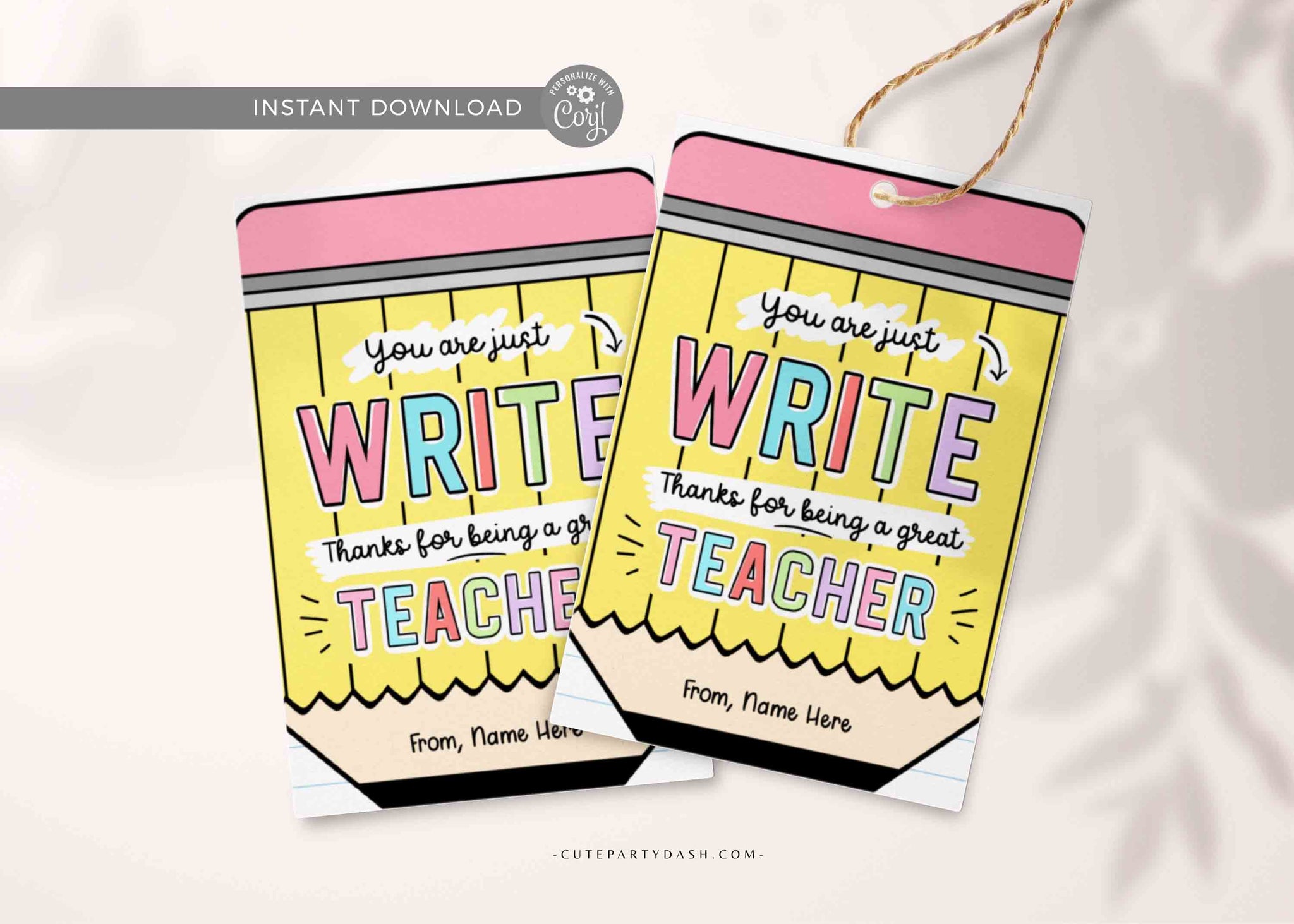 Just write pen gift appreciation Tags – Cute Party Dash