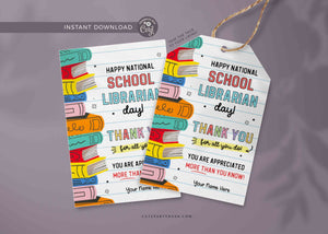 Library Card Printable Holiday Gift Tags Bookish (Instant Download) 