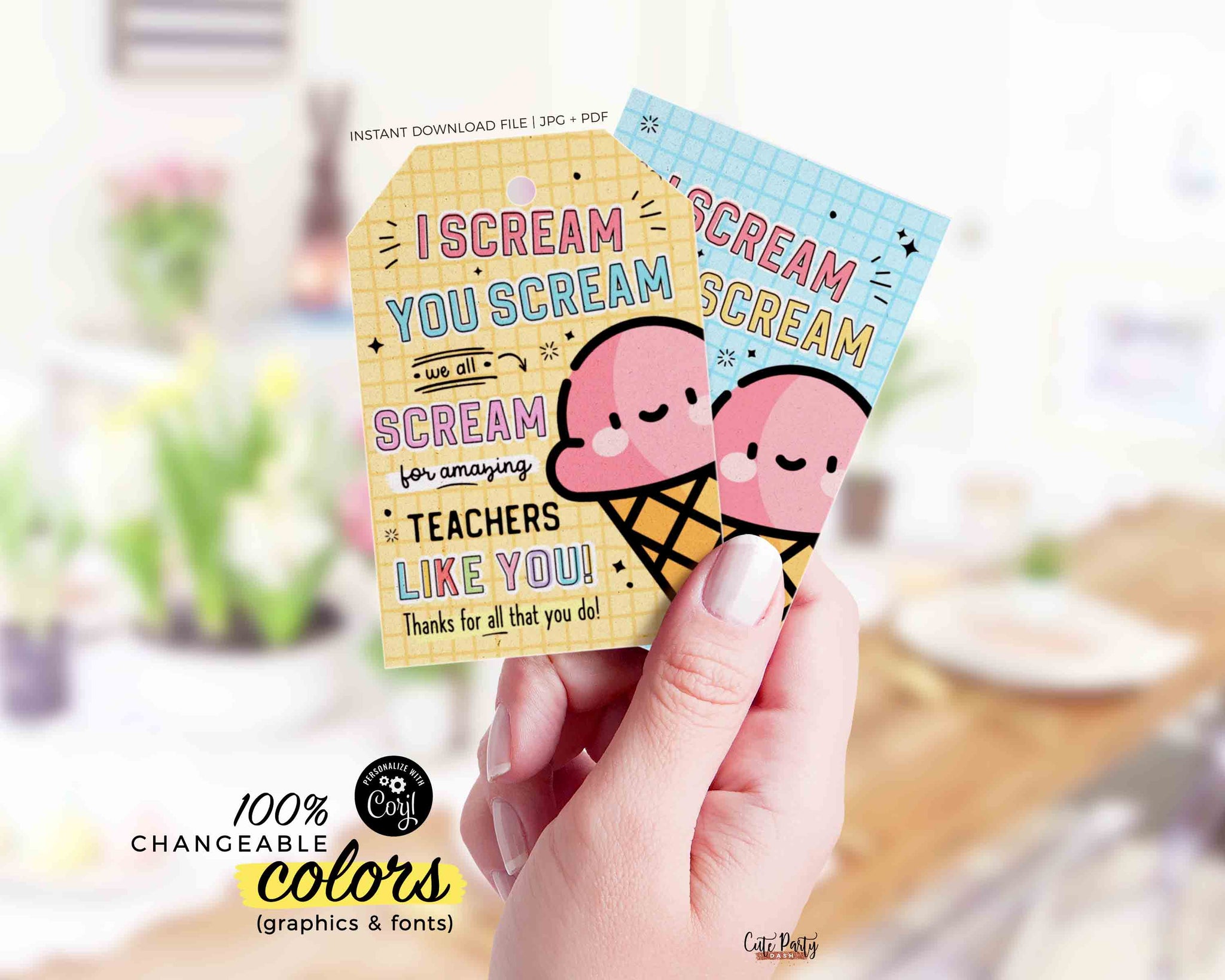 Printable Ice Cream Teacher Appreciation Tag Cute Party Dash