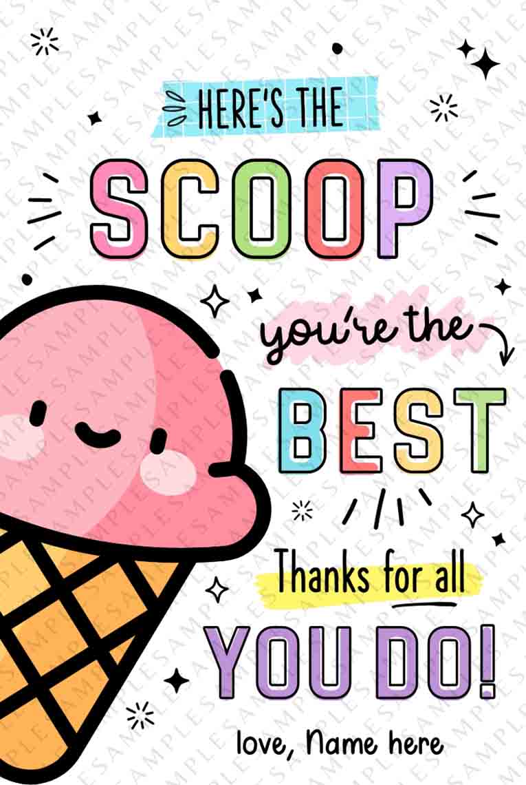 Printable Ice Cream Teacher Appreciation Tag Cute Party Dash 