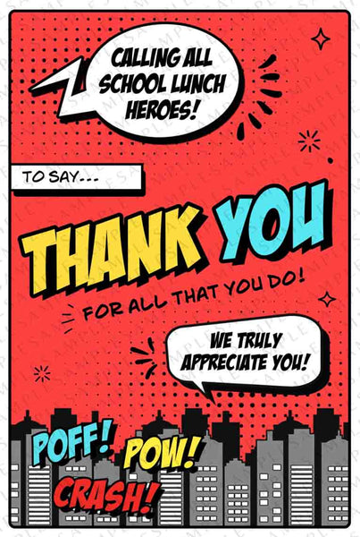 School Lunch Hero Day Appreciation Gift Tag Printable Lunch Hero Editable Thank You Tag Superhero Appreciation Card INSTANT DOWNLOAD