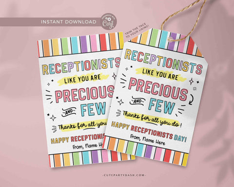 Receptionists Day tag Employee Appreciation Week Editable Printable Thank You Card Gift for receptionist Receptionist Day INSTANT DOWNLOAD