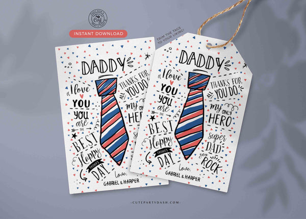 Happy Father's Day Gift Tag Printable Card Super Dad Editable Fathers Day gift from kids son daughter wife gift for new dad INSTANT DOWNLOAD