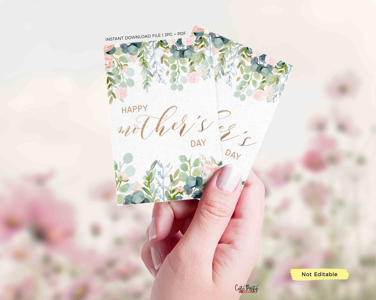 Printable Mothers Day Floral Gift Tag Cute Party Dash
