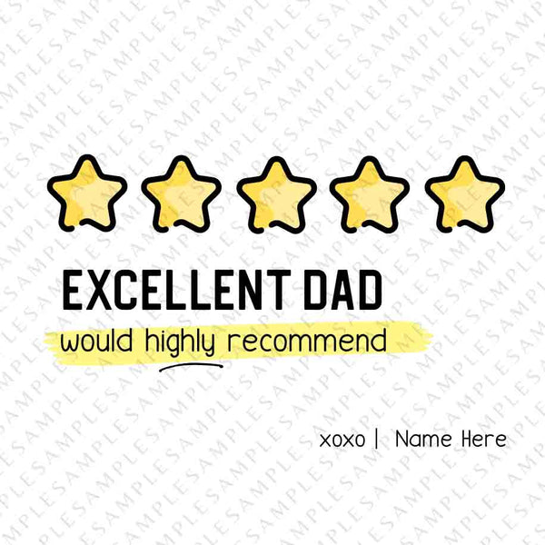 Funny Fathers Day Card Printable Excellent Dad 5 Star Review Happy Father's Day Tag Editable gift for new dad INSTANT DOWNLOAD