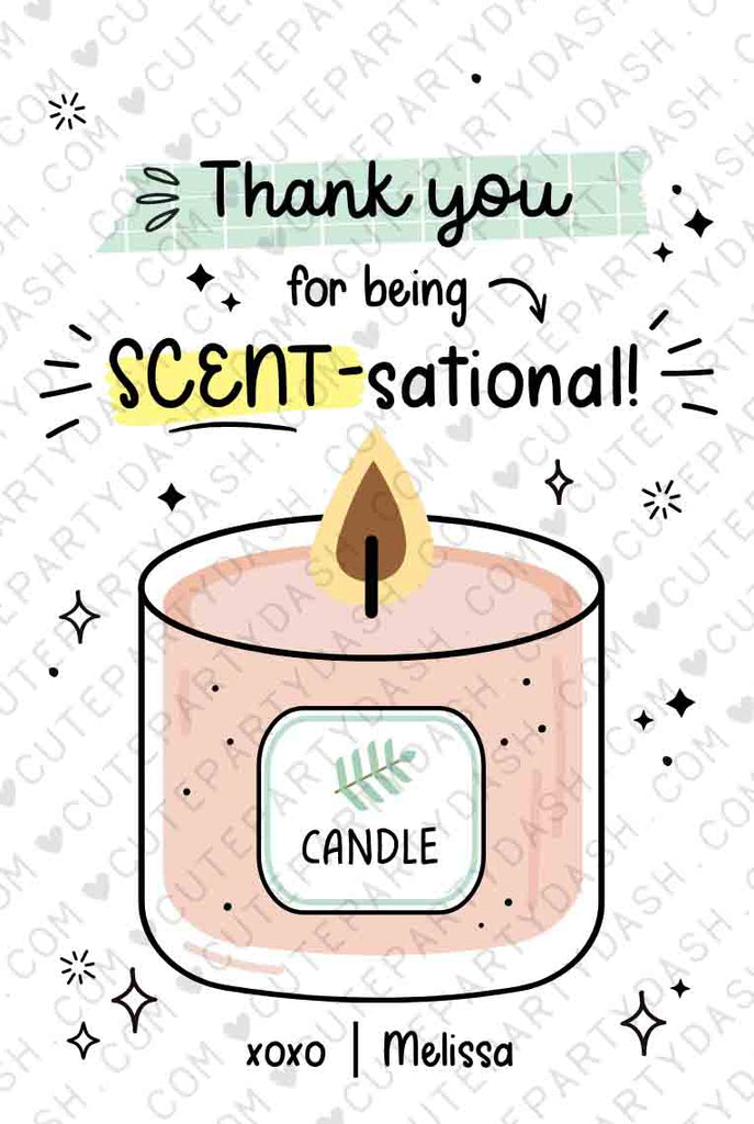 Editable Thank You For Being SCENT Sational Candle gift tags Cute