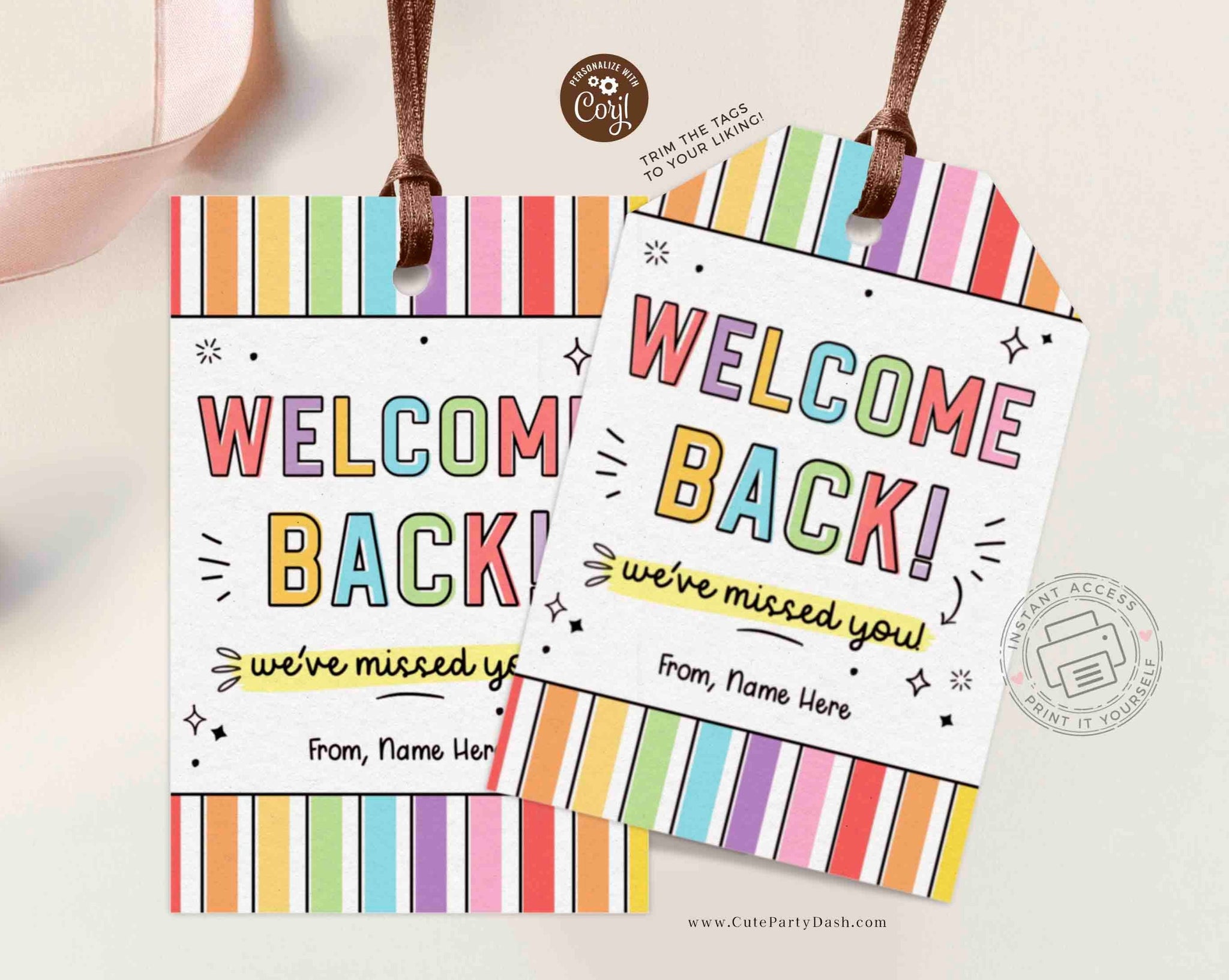 Welcome Back to School Gift Tags Editable Back to Work PTO Gift for Teacher Student Kid First Day School Back to the office INSTANT DOWNLOAD