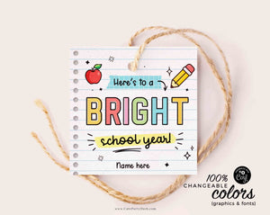 Back to School Gift Bag Tags,Here's to a Bright School Year Happy First Day  of School Gift Tags,Teacher Appreciation Gift Tags,Welcome Back to School
