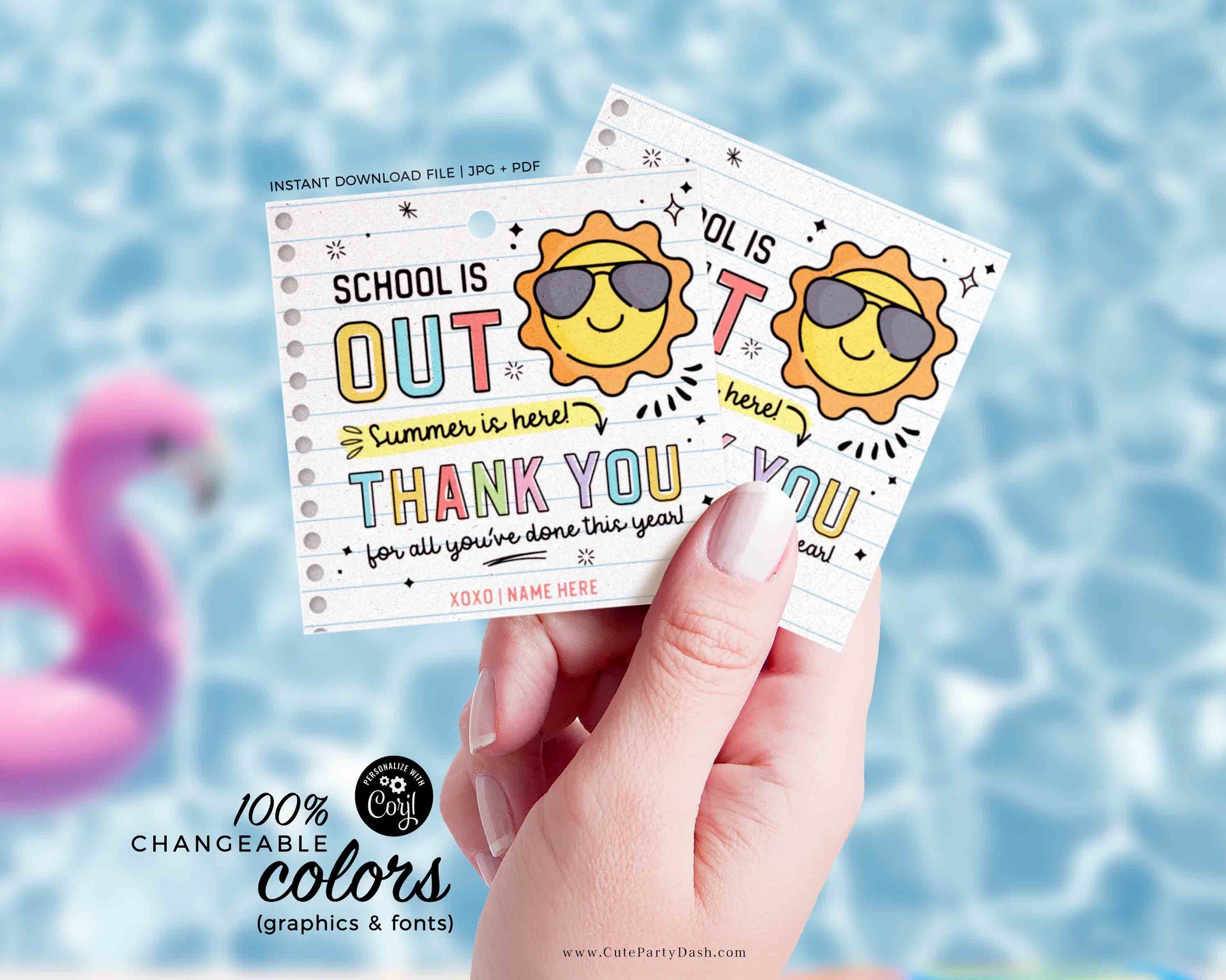 Editable School Is Out Summer Is Here Gift Tag – Cute Party Dash