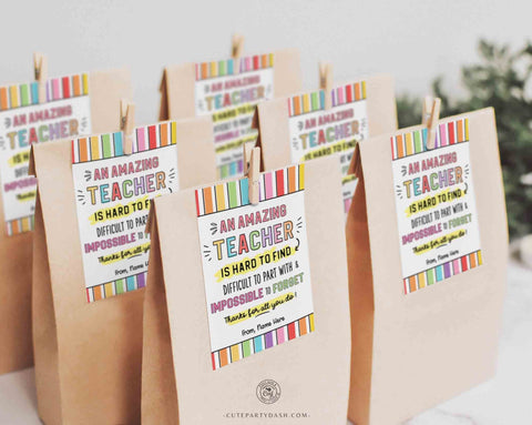 Teacher Thank you Gift Tag Editable Teacher Appreciation Week Thank You Card Printable End of school year gift for Teachers INSTANT DOWNLOAD