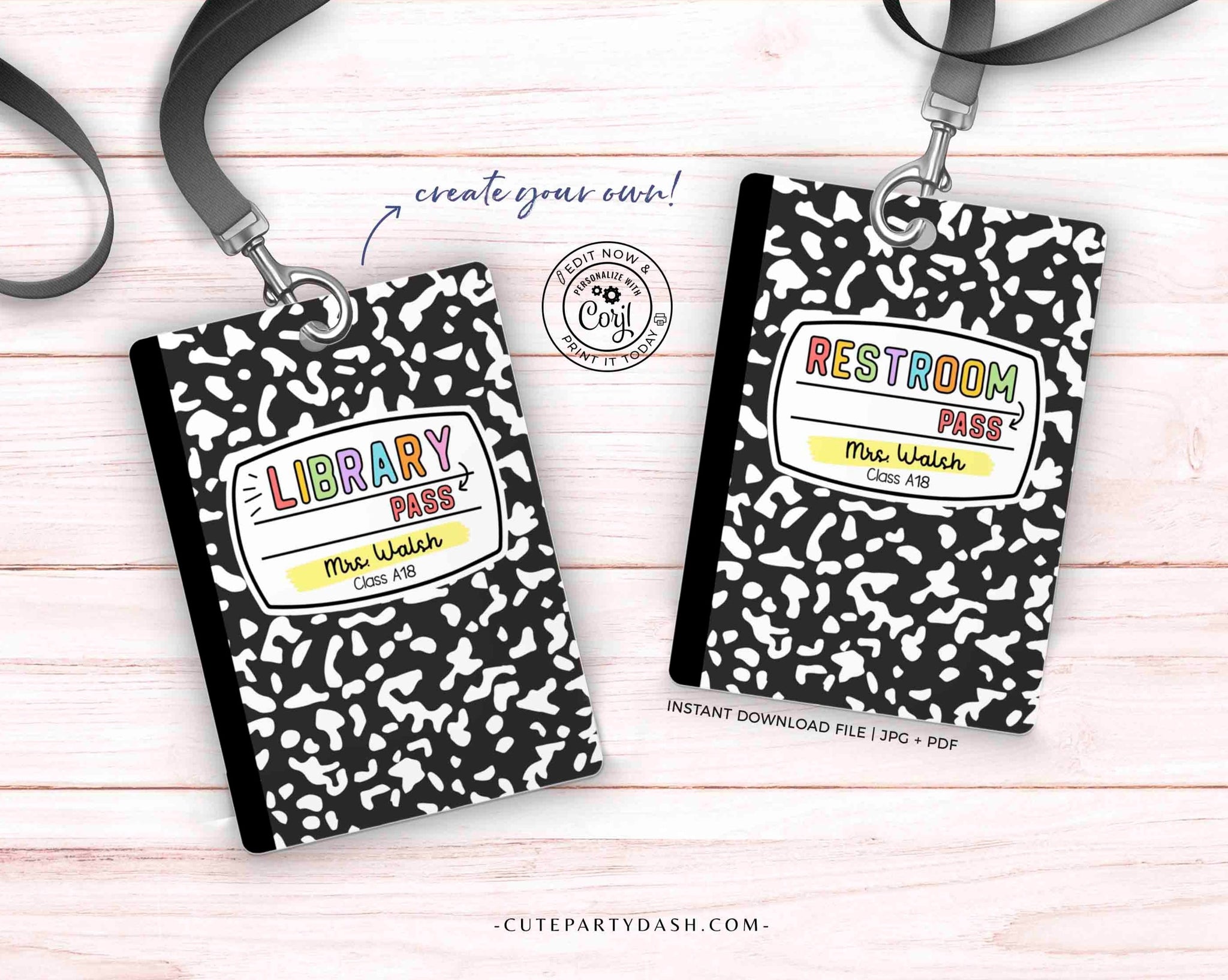 Library Print Pass Printable Elementary Hall Passes