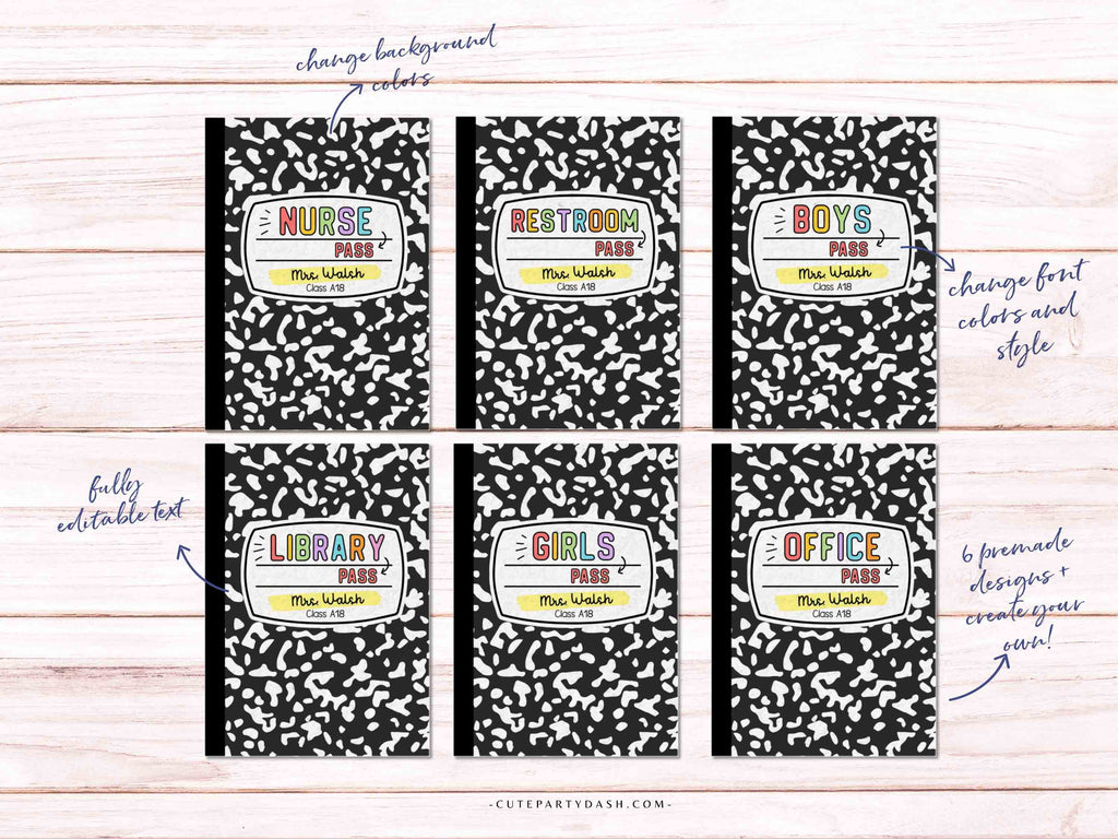 Printable Elementary Hall Passes