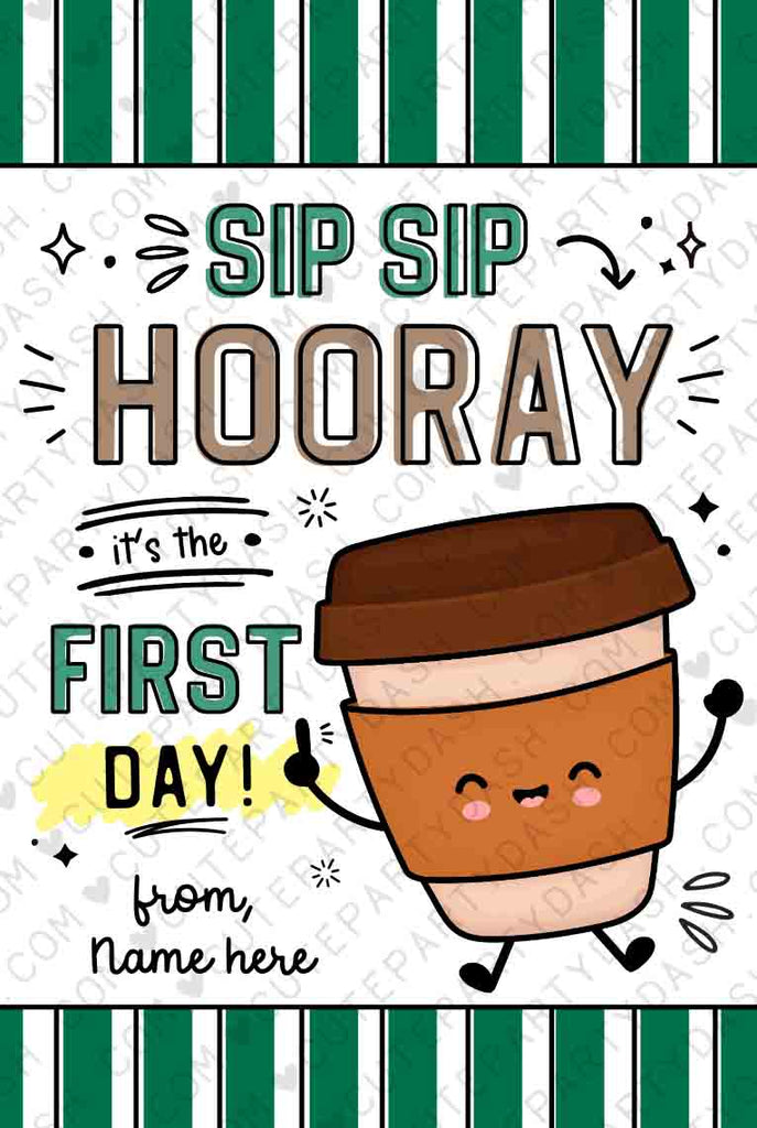 Printable Sip Sip Hooray It's The First Day Gift Tag – Cute Party Dash for Sip Sip Hooray Free Printable