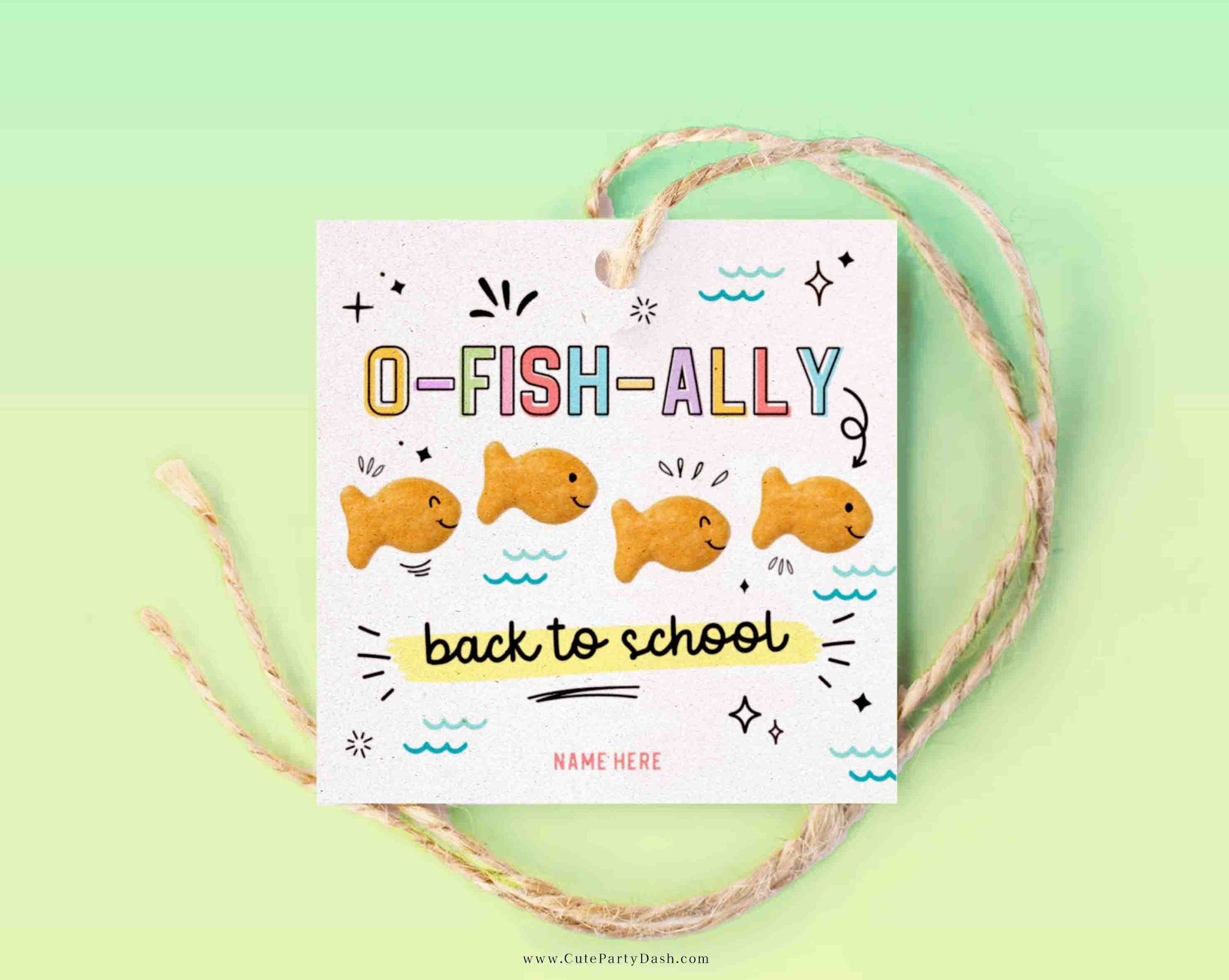 O-Fish-Ally Back to School Goldfish Crackers Cookie Tag Printable Editable Gift from Teacher Student First Day School INSTANT DOWNLOAD